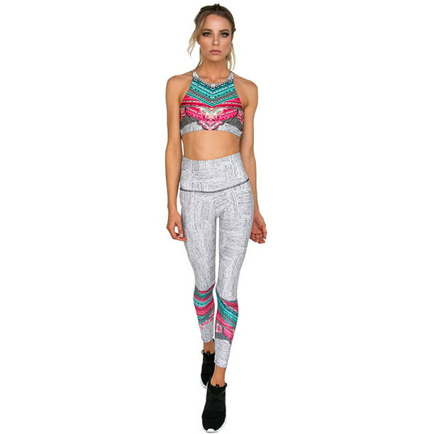 Fitness Floral Print Women Yoga Set Sport Bra And Legging Pant 2 Piece Tracksuit 